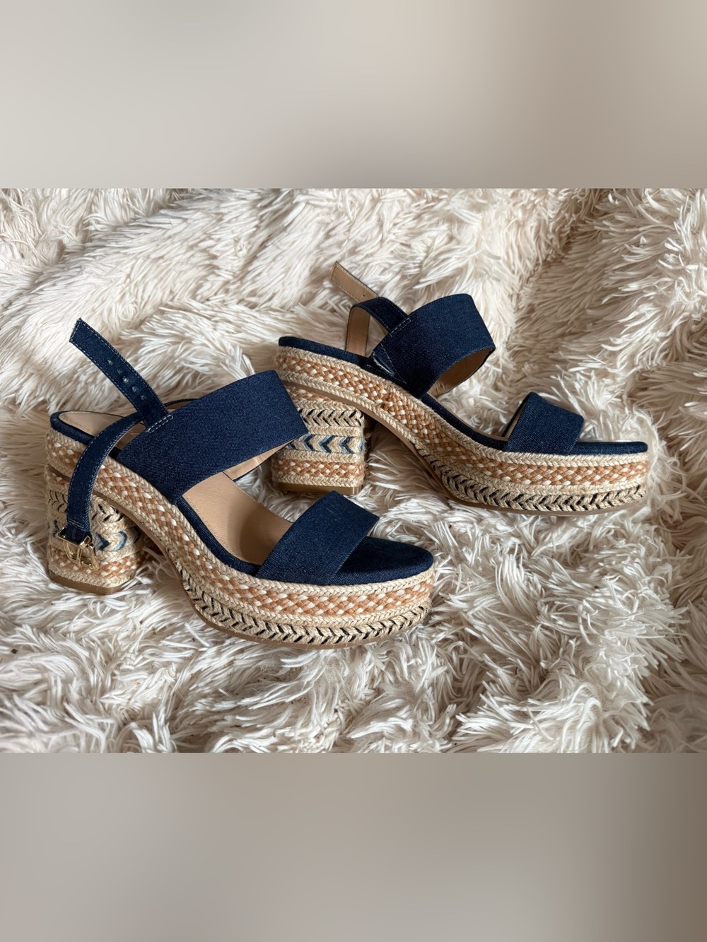 Limelight Navy Blue Platform Espadrille Sandals